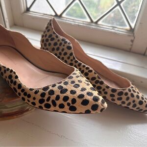 Loeffler Randall Black and Tan Flats with Animal Print